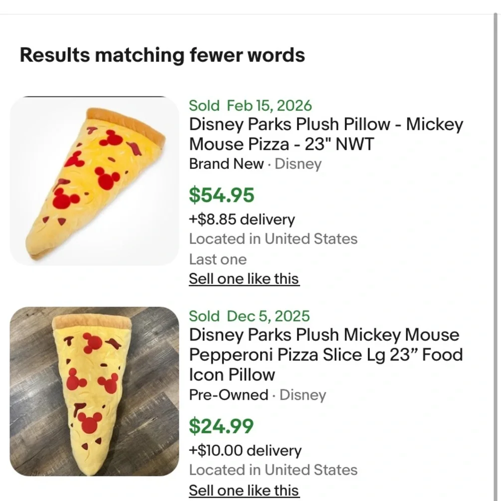 Disney Parks Plush Mickey Mouse Pepperoni Pizza Slice Lg 23”-24” - Picture 2 of 10